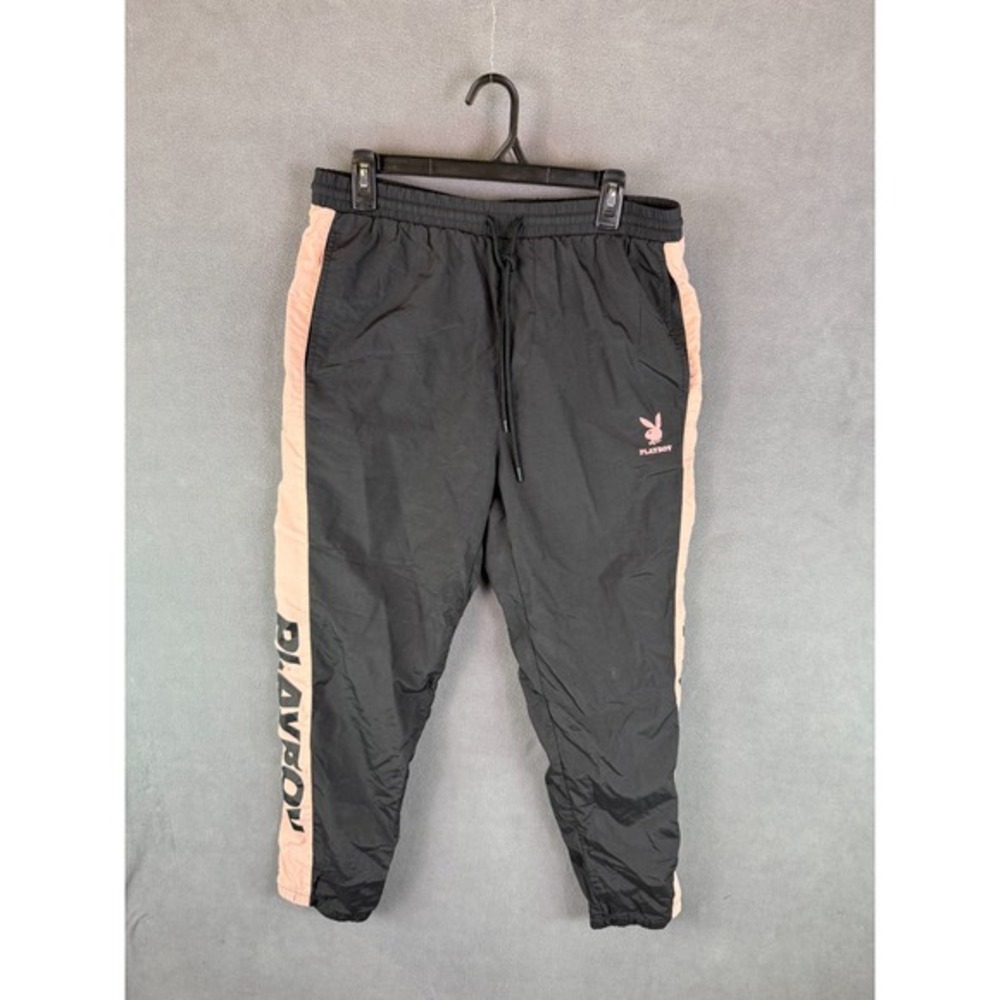 Playboy by PacSun Track Pants‎ Mens M Sweat Nylon Joggers Side Tape Bunny Logo